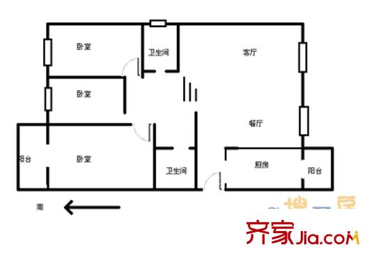凱立天香家園戶型圖戶型圖 3室2廳2衛(wèi)1廚