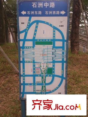 奥园越时代步行5分钟内的石壁地铁站旁交通指示图