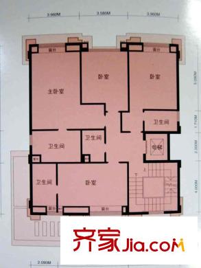 御湖名邸红菁街1-43号二层户型 7室2厅7卫1厨