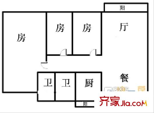 金碧御水山庄户型图3室2厅户型图 3室2厅3卫1厨