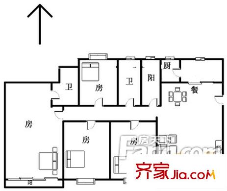 金碧御水山庄户型图4室2厅户型图 4室2厅2卫1厨
