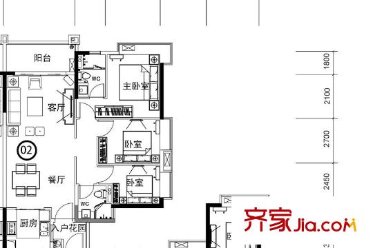 翡翠绿洲91栋02栋 3室2厅2卫1厨
