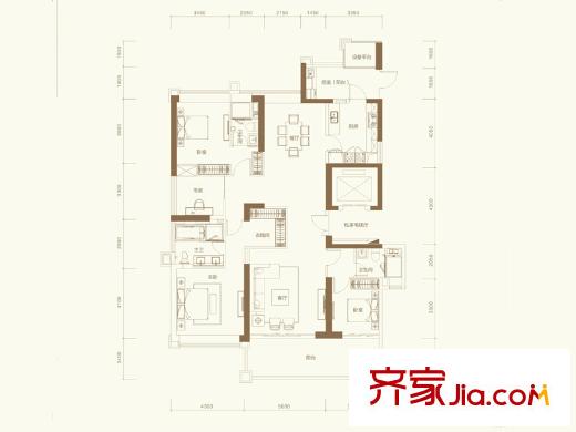广州华发・四季1栋A户型 4室2厅3卫1厨