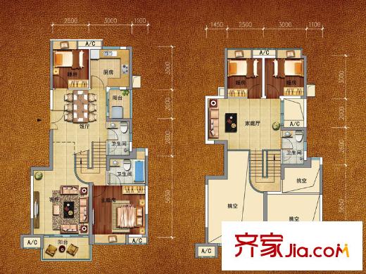 新世界嘉云府云曜单位 4室3厅3卫1厨