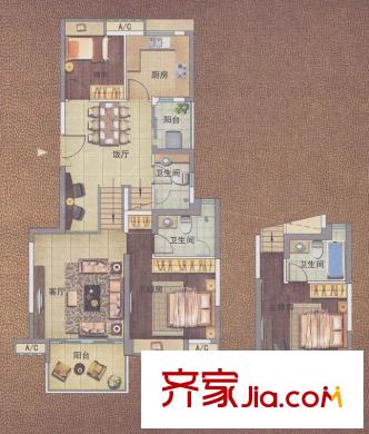 新世界嘉云府胜景A3房 3室2厅3卫1厨