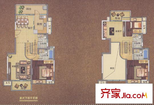 新世界嘉云府峰荟单位 3室3厅4卫1厨