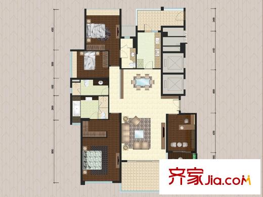 大学小筑5栋02单元户型 4室2厅3卫1厨
