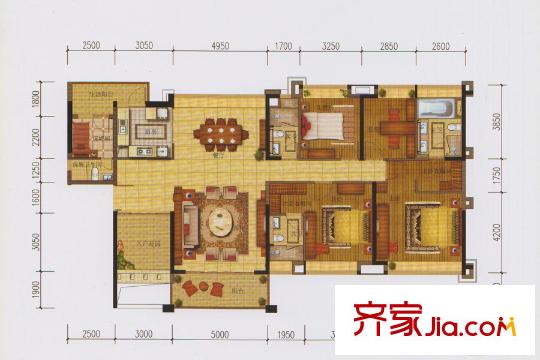 珑・翠17/18/19栋03户型 5室2厅3卫1厨