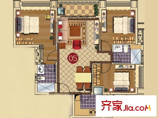 深业・江悦湾14座1梯05单位 3室2厅2卫1厨