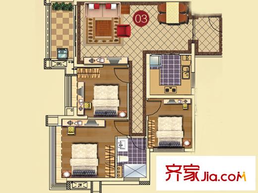 深业・江悦湾14座1梯03单位 3室2厅1卫1厨