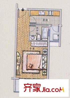 潭村改造项目A户型 1室1厅1卫1厨