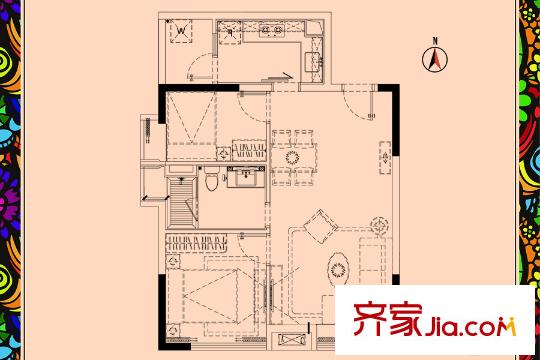 新城国际寓01、08单元户型图 2室2厅1卫1厨