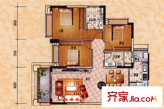 乐天峰公馆6栋03户型