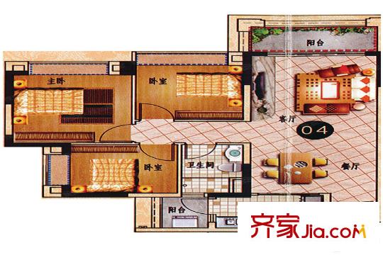 乐天峰公馆6栋04户型