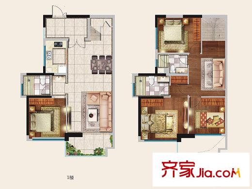 佳兆业城市广场一期F户型 4室2厅3卫1厨