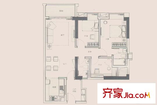 佳滨苑T3栋05单元 3室2厅2卫1厨