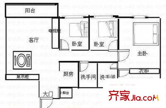 佳兆业可园三期 3室 户型图