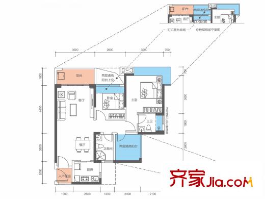 熙平方米城1号楼b座a/d户型/3号楼d户型 3室2厅2卫1厨