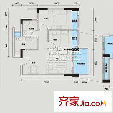 雷圳0755户型图4栋106 2室2厅1卫