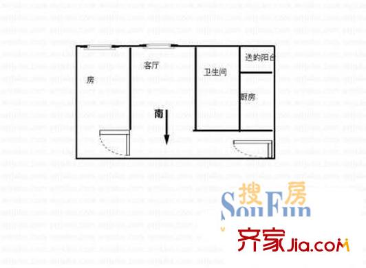 富通城五期 1室 户型图