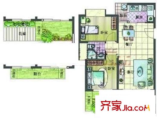富通城五期 2室 户型图