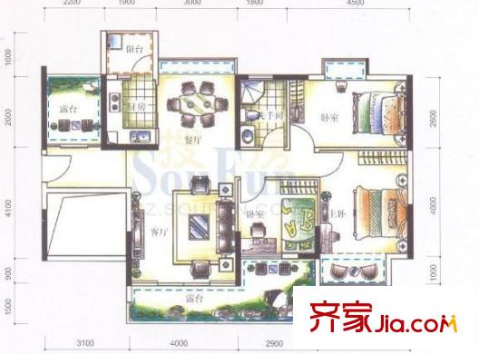 富通城五期 2室 户型图