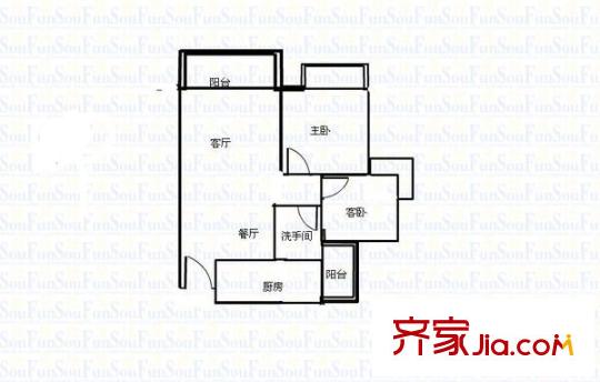 隆盛花园 2室 户型图
