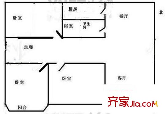 隆盛花园 3室 户型图