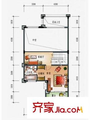 惠州雅居乐白鹭湖领峰T1户型二层平面户型图-3 3室3厅3卫1厨