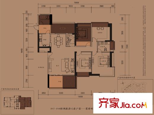 城建仁山智水花园HR2-2 F07-F08栋02房 5室2厅2卫1厨