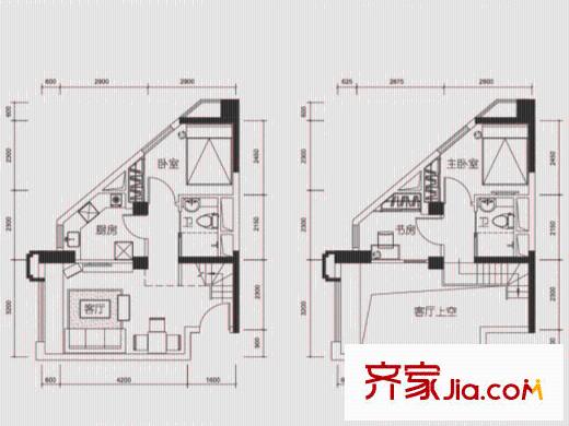 远洋新干线50平米C座C户型 3室1厅1卫1厨