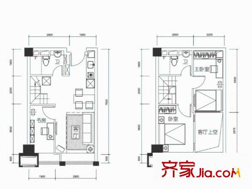 远洋新干线48平米C座B户型 3室1厅1卫1厨