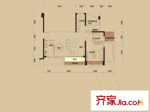 百合盛世二期7/8栋1单元D户型/2单元A户型 4室2厅2卫