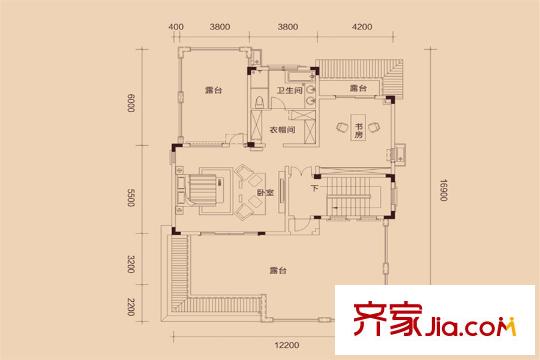 惠州国际新城珑庭7号3B户型三层平面图 7室6厅2卫1厨