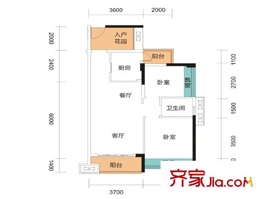 龙光水悦熙园5栋2单元03户型77.69