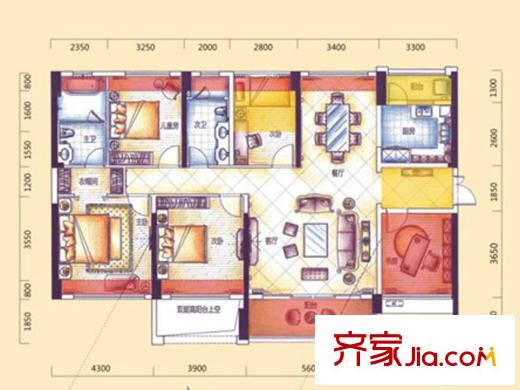 鼎胜・金域世家01户型 5室2厅2卫1厨