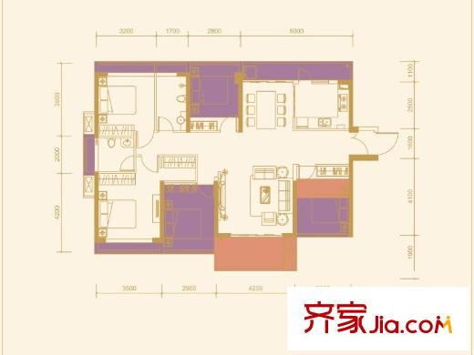 平吉上苑1栋C座A户型 5室2厅2卫1厨