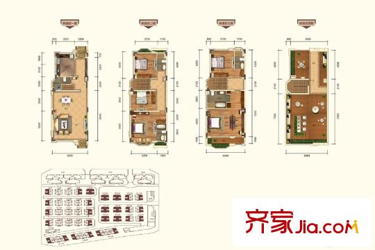大运城邦益田金地艺境双拼别墅A2户型 5室2厅5卫1厨
