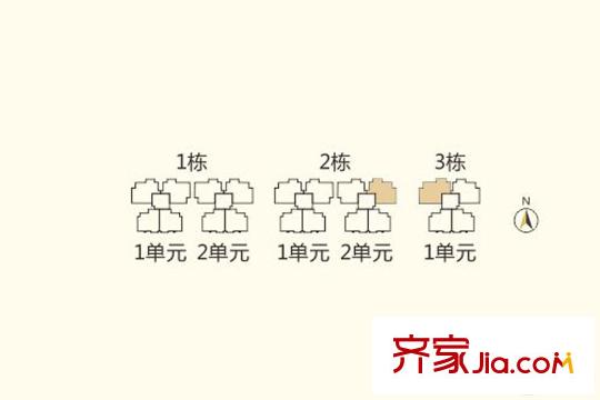 大运城邦益田金地艺境A户型分布图 4室2厅2卫1厨