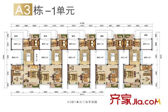港铁・天颂A3栋-1单元三层联排别墅 3室3厅3卫1厨