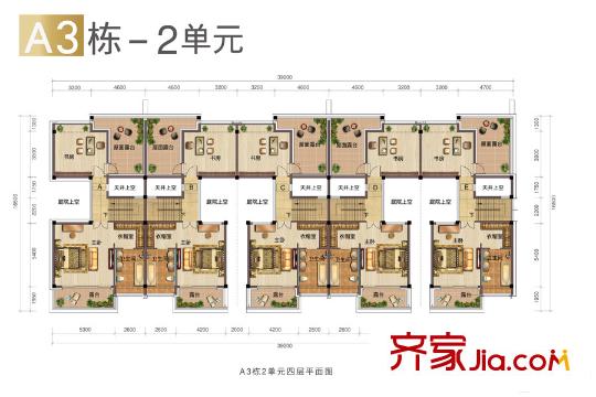 港铁・天颂A3栋-2单元四层联排别墅 3室3厅3卫1厨