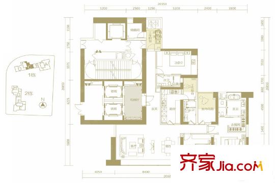 华润深圳湾・悦府C户型 3室2厅3卫1厨