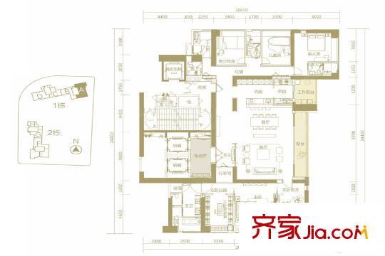 华润深圳湾・悦府A户型 4室2厅4卫1厨