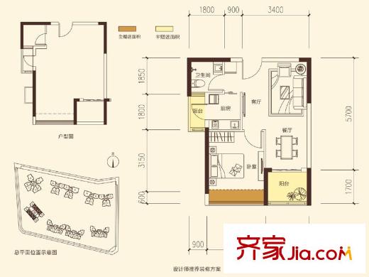 联投东方二期9座CDEFJKLM户型 1室2厅1卫1厨