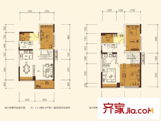 联投东方二期123座BE户型 5室2厅3卫1厨