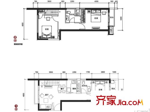 海境界1栋A/H户型 3室2厅2卫1厨