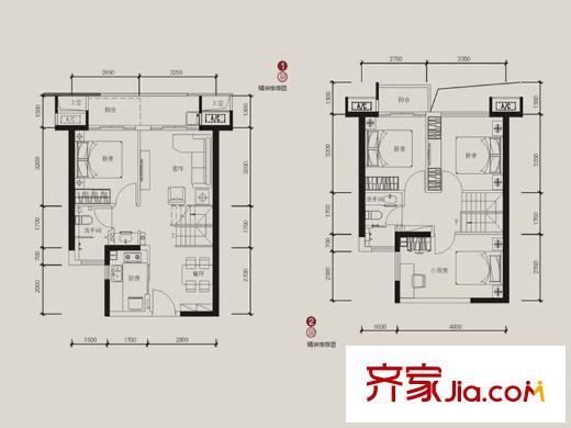 海境界1栋D户型 4室2厅3卫1厨