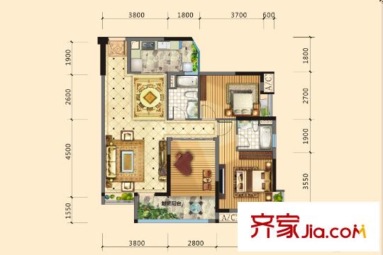 汇龙湾5栋04和6、7、8栋03户型图 3室2厅2卫1厨