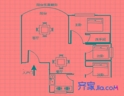 榭丽花园 3室 户型图