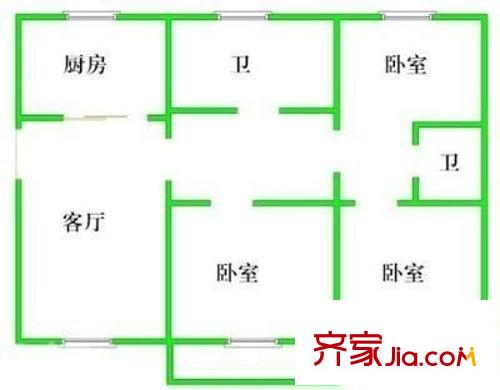 甲岸花园 3室 户型图